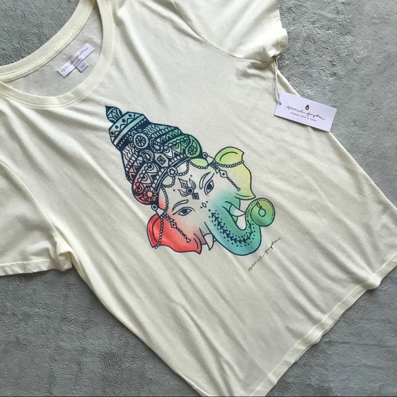 Spiritual Gangster Tops - NWT Spiritual Gangster Ganesh Yoga Tee Cream Large